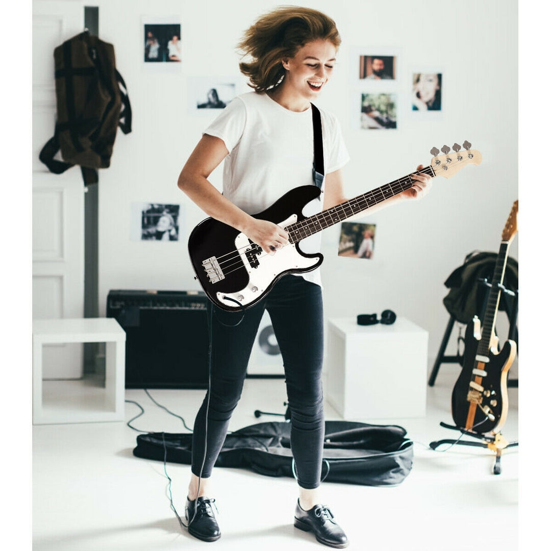 Electric Bass Guitar Full Size 4 String Strap Guitar-Black