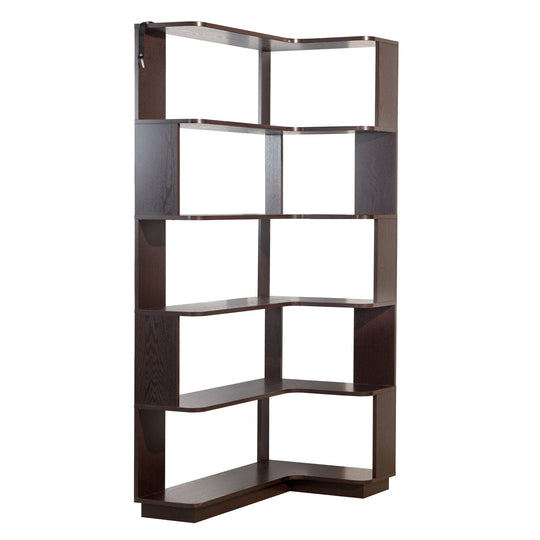 5-Tier L-Shaped Corner Bookshelf with 6 Open Shelves