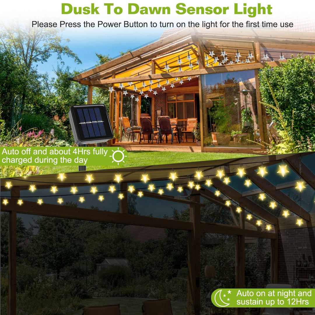 2Pcs Solar Powered String Lights 39.3FT 100LED Beads Fairy Star Lights IP65 Waterproof Decorative Garden Party Christmas Tree Stake Lamps w/ 8 Lightin