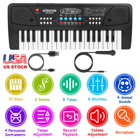 37-Key Electronic Keyboard with Microphone for Kids