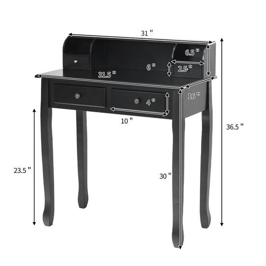 Writing Desk 2-Tier Vanity Desk Computer Desk with 4 Drawers