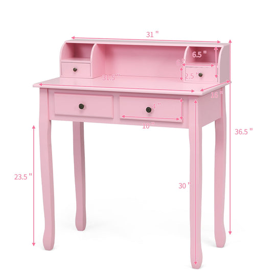 Writing Desk 2-Tier Vanity Desk Computer Desk with 4 Drawers