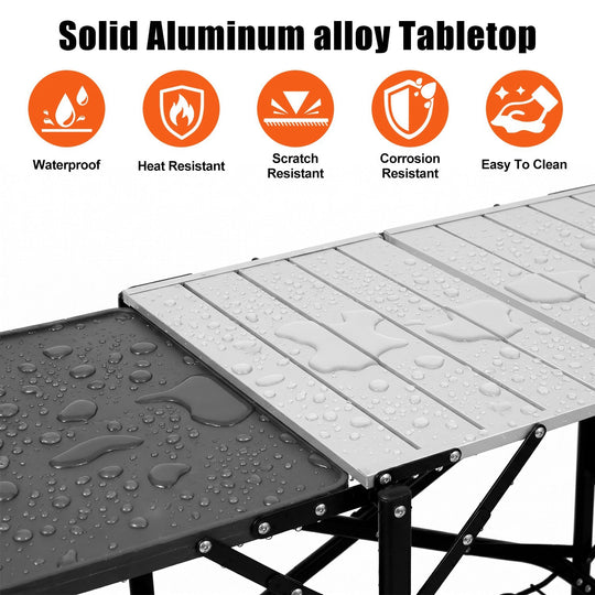 Folding Camping Kitchen Table with Heat-Resistant Top