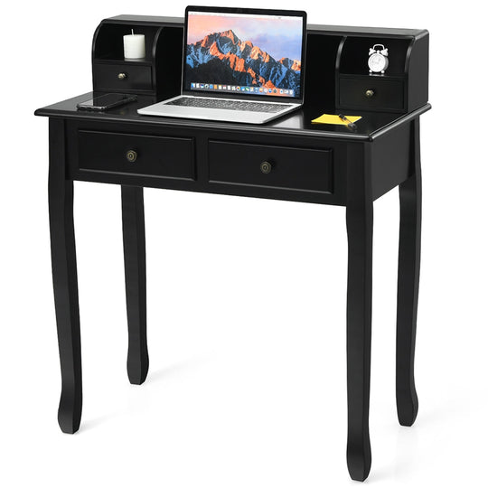 Writing Desk 2-Tier Vanity Desk Computer Desk with 4 Drawers