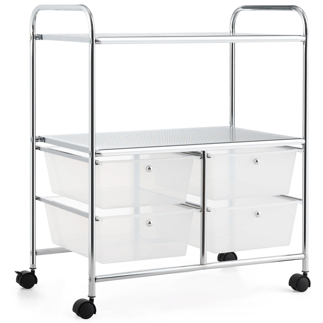 Mobile 4 Drawers Shelves Rolling Storage Cart Rack