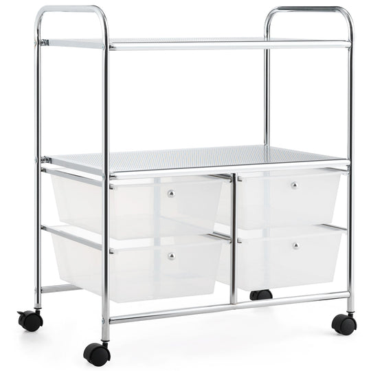 Mobile 4 Drawers Shelves Rolling Storage Cart Rack
