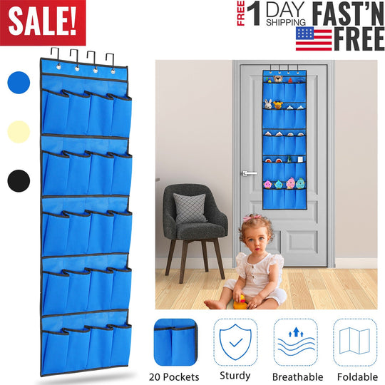 Over the Door Shoes Rack 20-Pocket Organizer 5-Layer Hanging Storage Shelf for Kids Shoes Closet Cabinet Slippers Small Toys