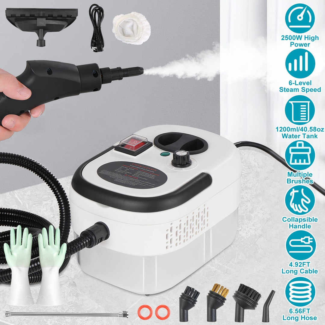 2500W Handheld Steam Cleaner with 6 Speed Settings & Gloves