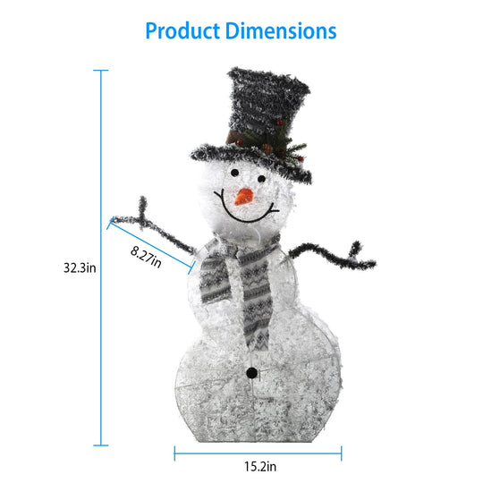 LED Snowman Decoration – Collapsible, Battery Powered, Indoor/Outdoor Use