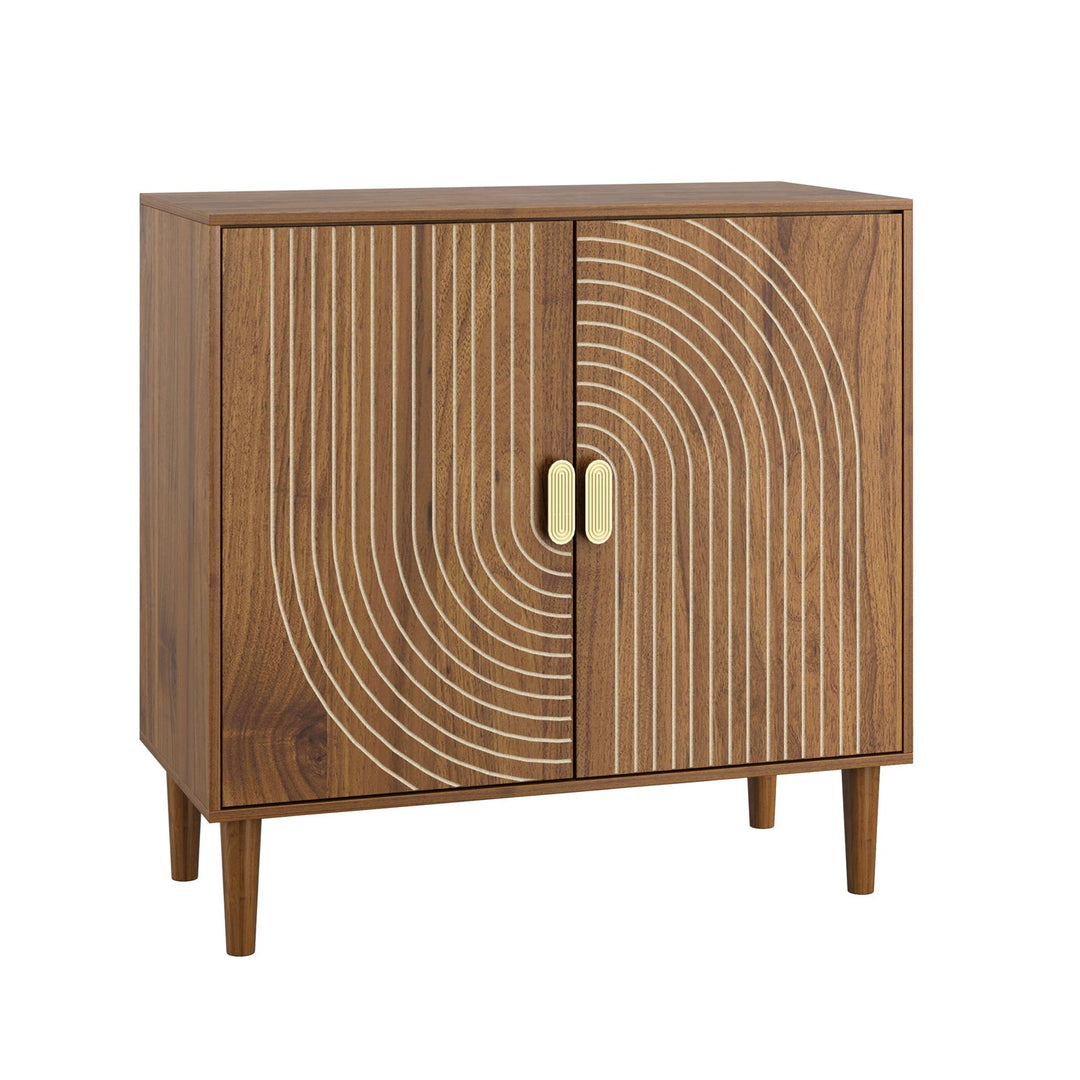 Walnut Buffet Sideboard Cabinet with Line Groove Doors