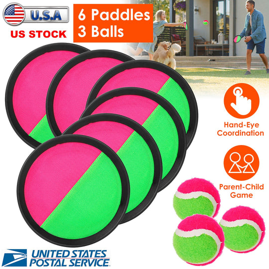 3Sets Toss and Catch Ball Throw Catch Ball Paddle Outdoor Ball Game Catch Game Beach Game