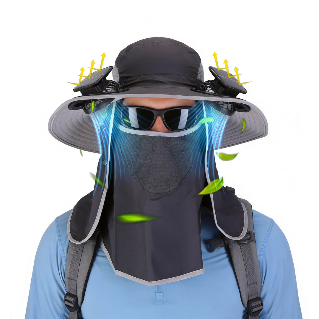Solar Fan Hat with UPF50+ Sun Protection & Neck Flap
