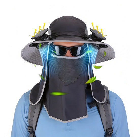 Solar Fan Hat with UPF50+ Sun Protection & Neck Flap