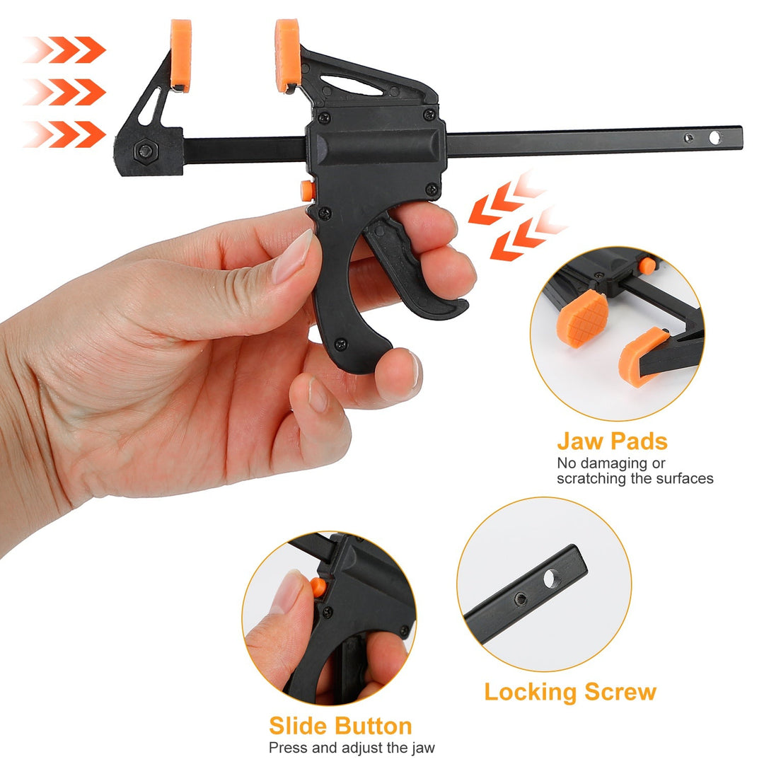 2Pcs Wood Working Bar F Clamp Grip Quick Grip Ratchet Release Squeeze Clamps For Carpentry DIY Woodwork