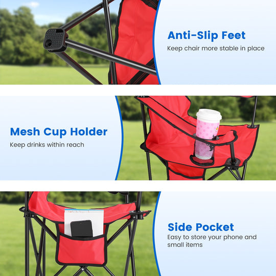 Camping Chair with Umbrella - Foldable Outdoor Chair 330lbs