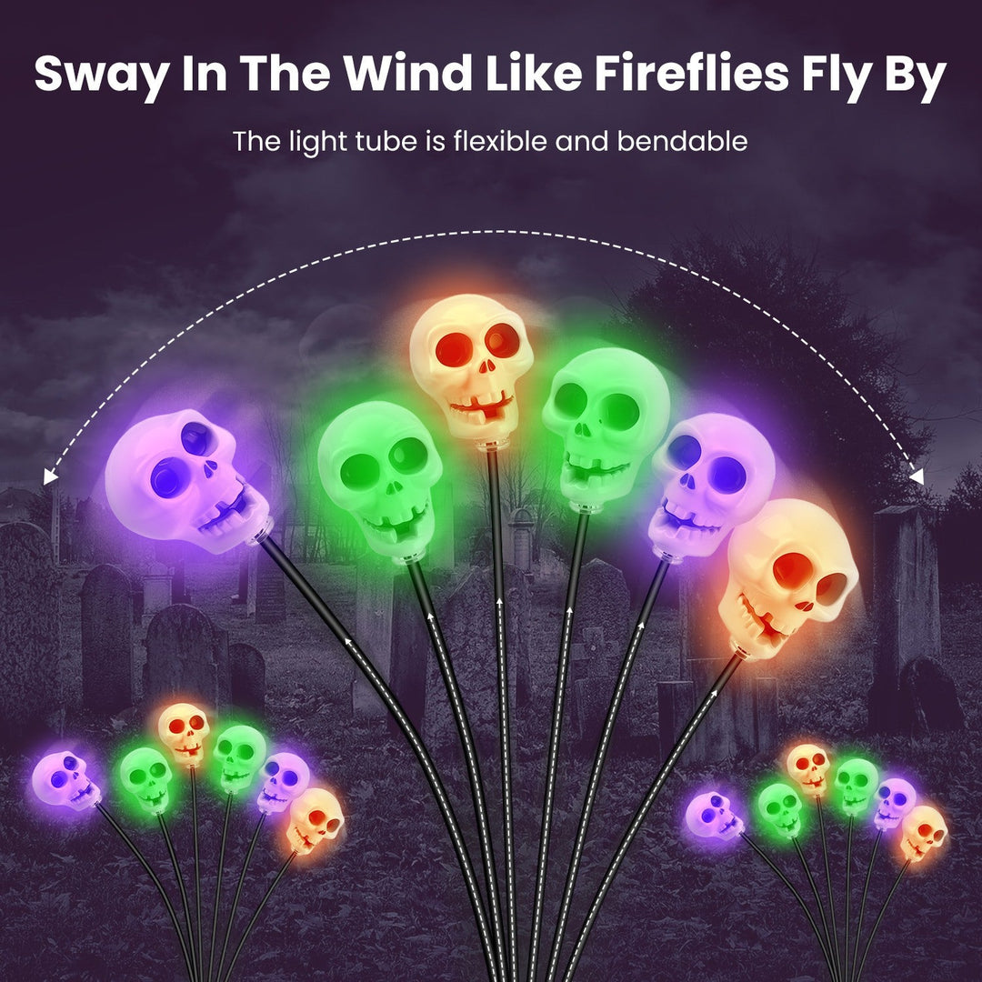 Solar Skull Lights Outdoor Halloween Decorations 4 Pack
