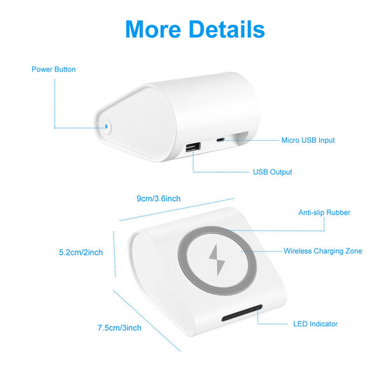 Qi Wireless Charger 10400mAh Power Bank 5W Wireless Charger Pad 2.1A USB Charge Port Portable Battery Charger for iPhone XS MAX XR Galaxy S10 S9+ Note