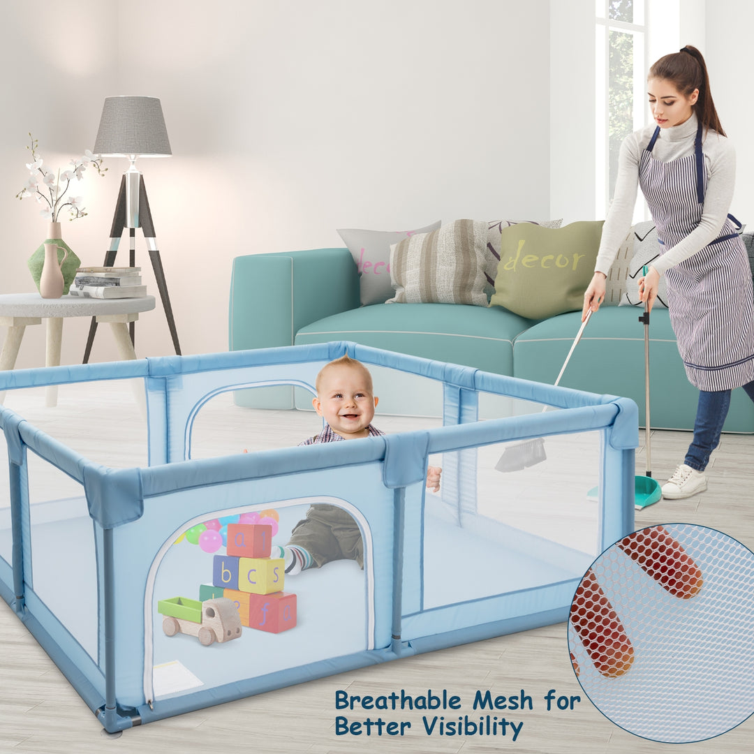 Baby Playpen Extra Large Kids Activity Center Safety Play-Blue