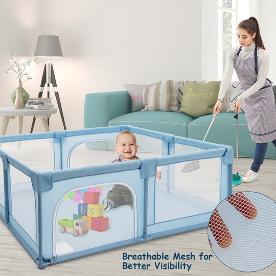 Baby Playpen Extra Large Kids Activity Center Safety Play-Blue