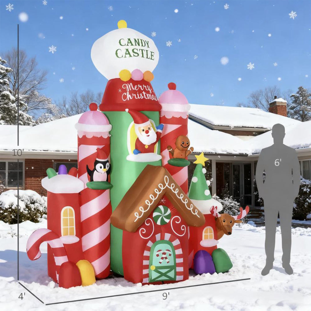 10FT Inflatable Candy Castle Christmas Decoration with LED Lights
