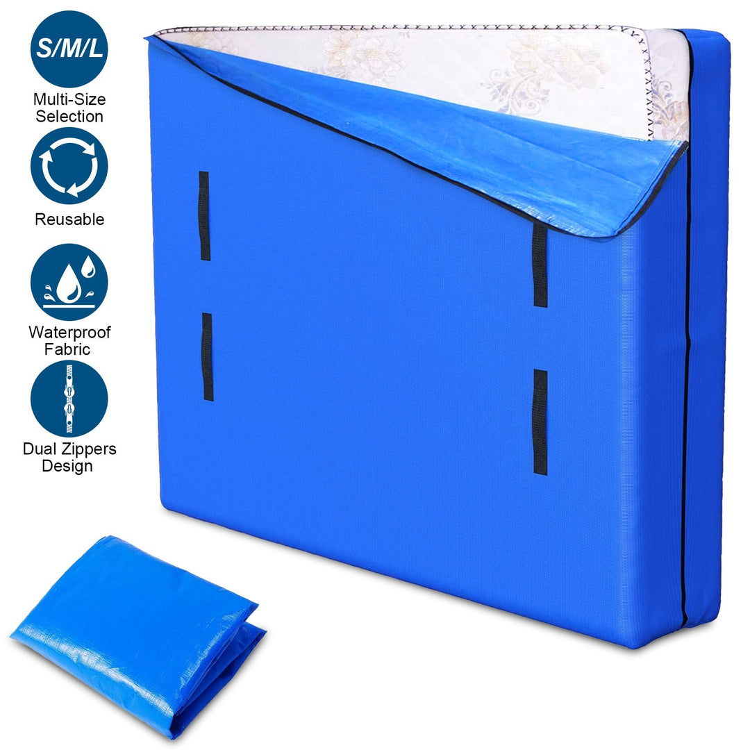 Reusable Mattress Bag for Moving Storage Waterproof Mattress Cover with Strong Wide Opening Zipper Strap Handles Mattress Protector Moving Supplies