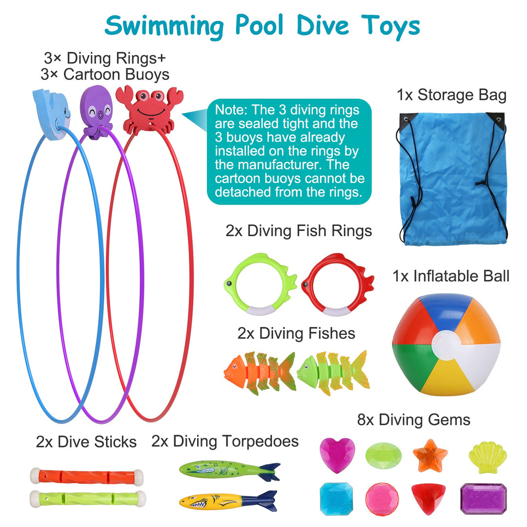 GBruno 24Pcs Diving Toys Swimming Pool