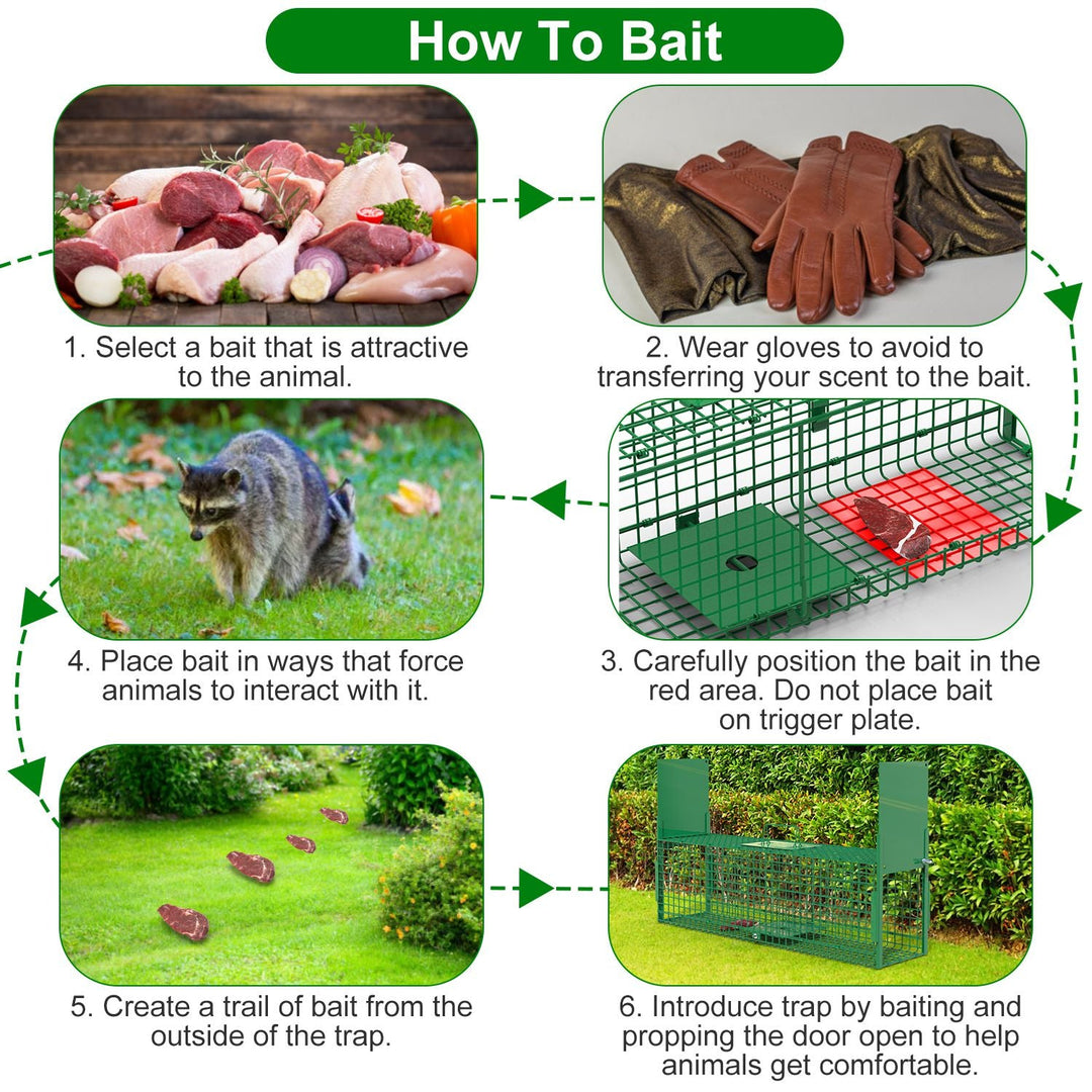 30in 1 Door Live Animal Cage Trap For Animals Under 5LBS Easy To Setup Humane Galvanized Iron Trap Cage For Small Cats Rabbits Squirrels Moles Chipmun