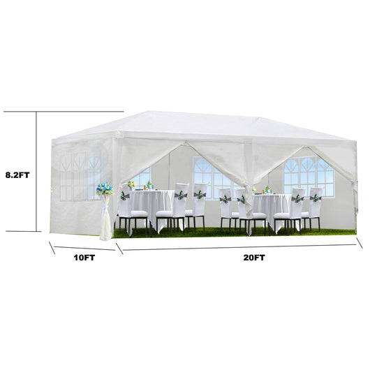 30′L × 10′W × 8.2′H Outdoor Waterproof Canopy Gazebo Patio Party Tent with 3 Window Sidewalls, 2 Zipper Walls for Weddin