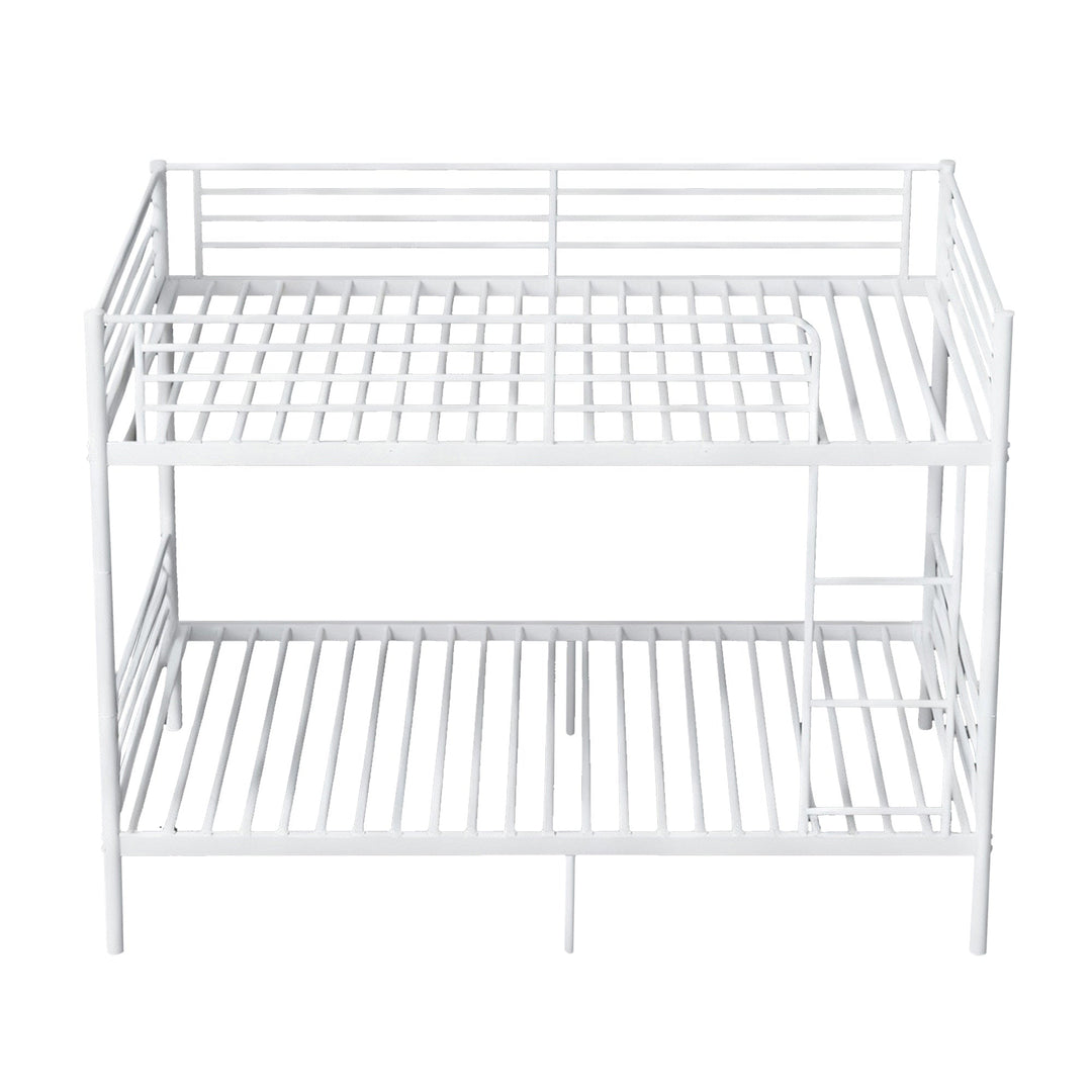 Twin Over Twin Metal Bunk Bed with Ladder and Guardrails
