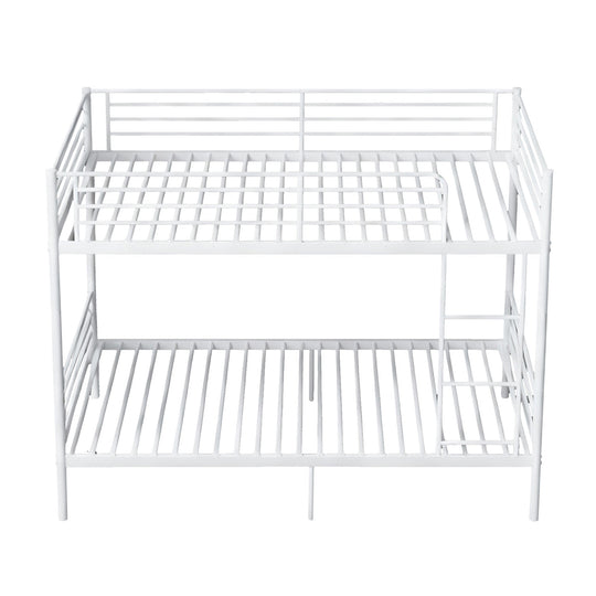 Twin Over Twin Metal Bunk Bed with Ladder and Guardrails