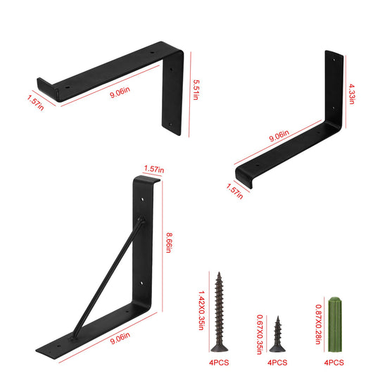 2-Pack Heavy Duty L-Shaped Shelf Brackets with Screws