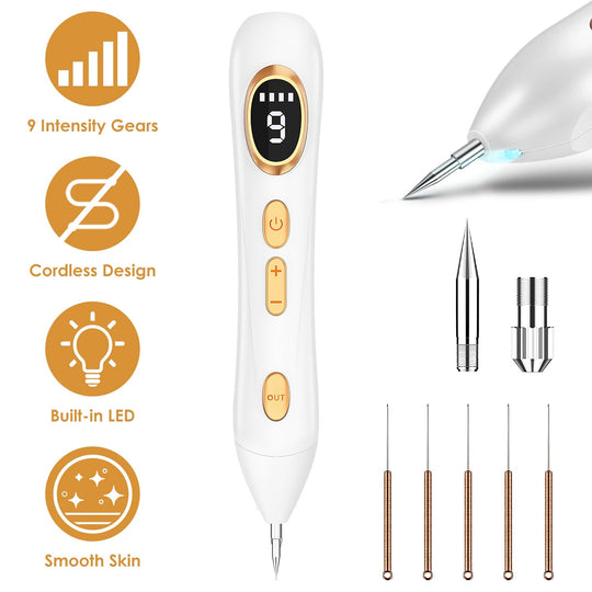 Portable Skin Tag Remover Pen with LED Light 9 Intensity Gears Cordless Rechargeable Skin Tag Removal Kit Intended for Common Warts Mole Skin Tags Gif