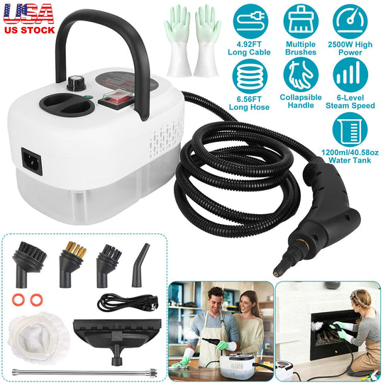 2500W Handheld Steam Cleaner with 6 Speed Settings & Gloves