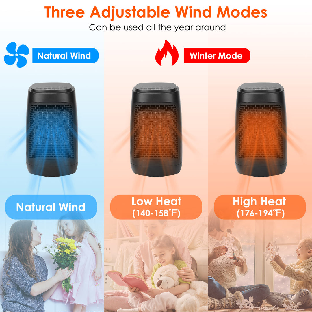 1500W Ceramic Space Heater with Oscillation & Tip-Over Protection