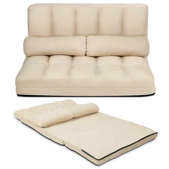 6-Position Foldable Floor Sofa Bed with Detachable Cloth Cover