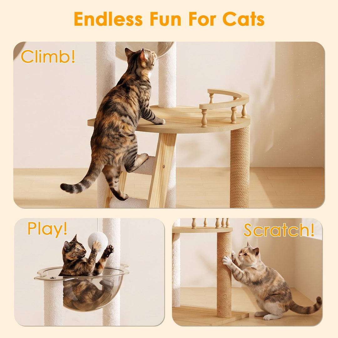 Cat Tree Tower 41" with Acrylic Hammock & Sisal Posts