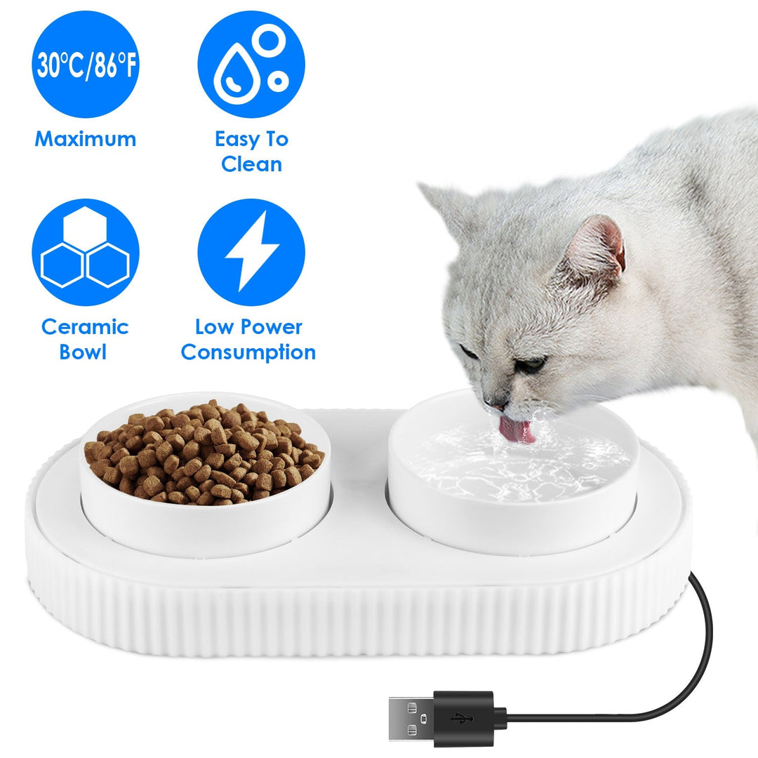 Heated Water Bowl For Dogs And Cats Ceramic Heated Pet Water Bowl Food Warmer USB Powered Thermal Pet Bowl Provide Fresh Non Freezing Drinkable Water