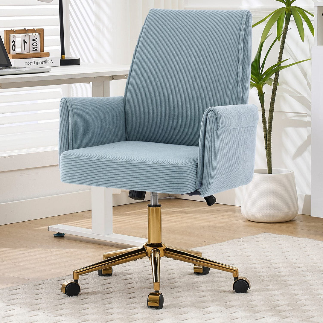 Mid-Back Velvet Office Chair with Memory Foam Cushion