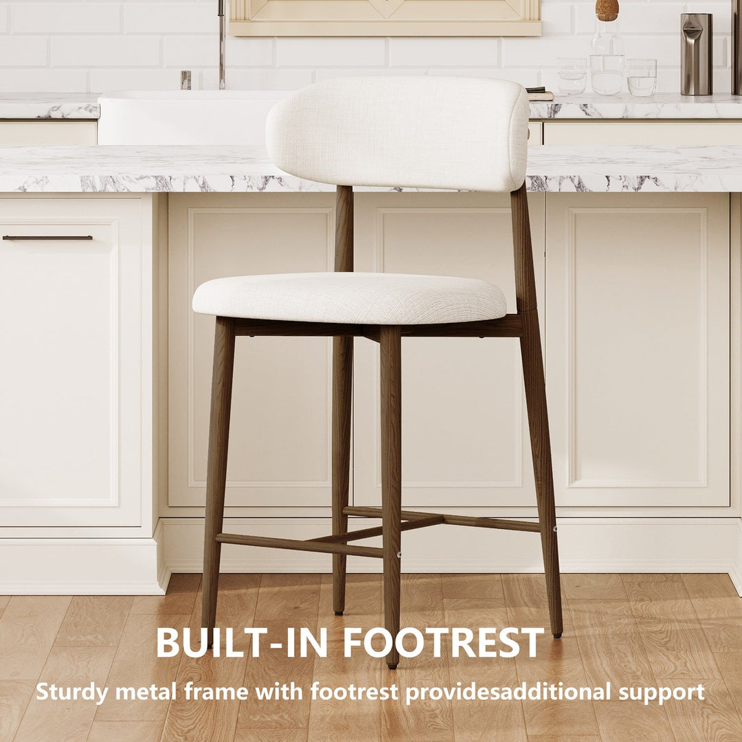 Counter Height Bar Stools Set of 2 with Curved Backrest