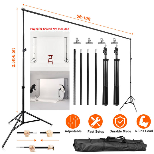 Photography Backdrop Stand 6.5x10ft Adjustable Heavy Duty