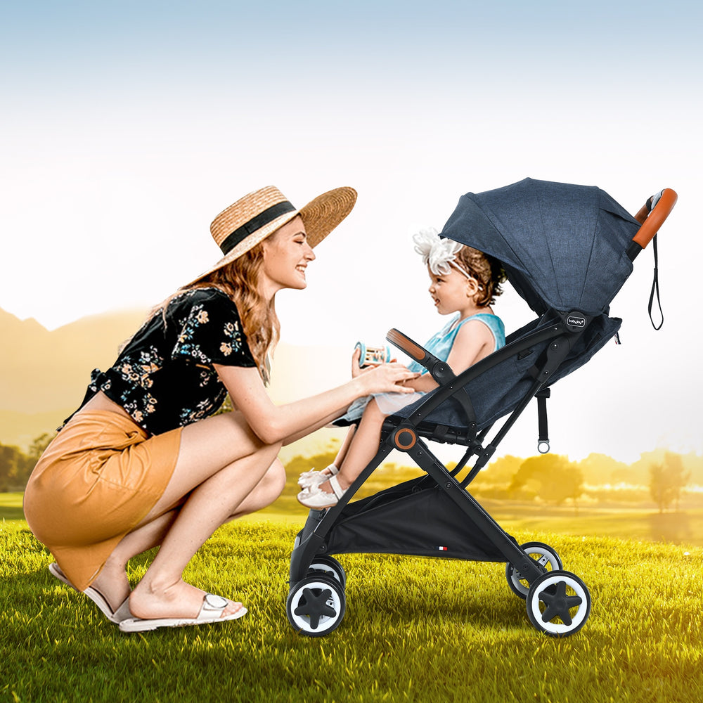 Lightweight Aluminium Frame Baby Stroller with Net-Blue