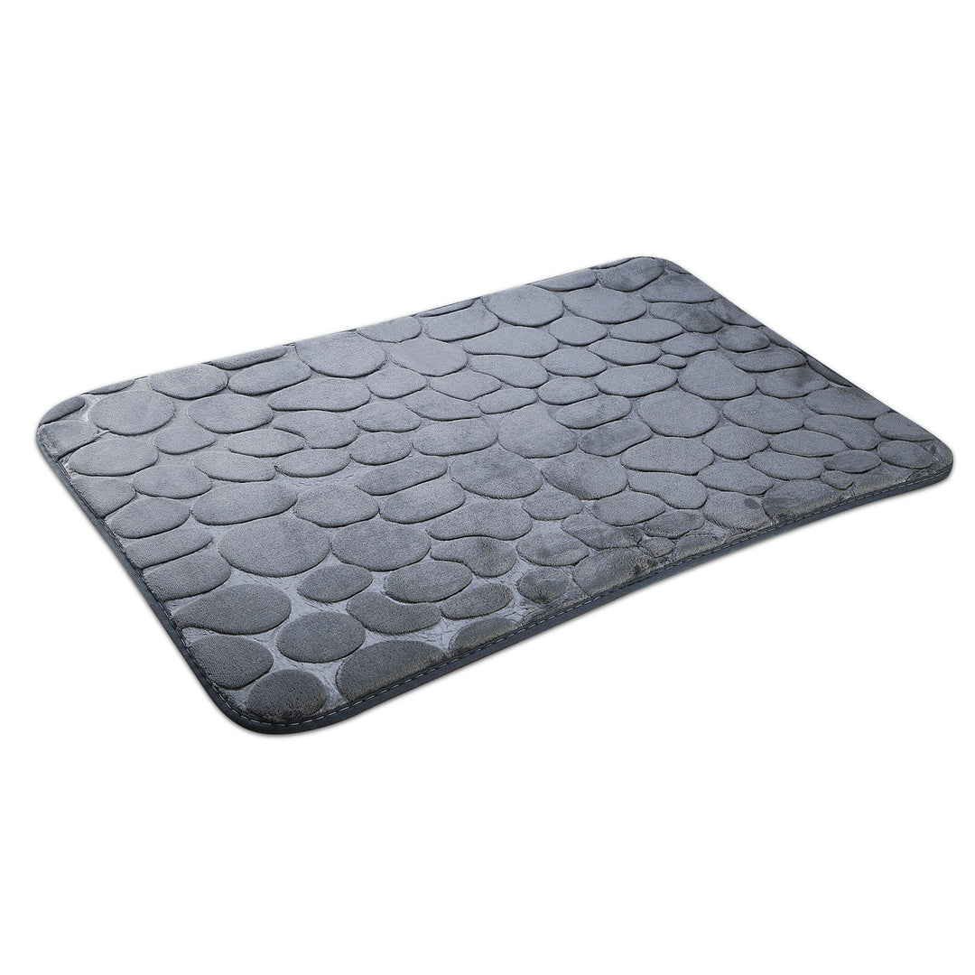 2 Pcs/Set Bathroom Rugs Luxury Flannel Non-Slip Bathroom Rugs Set Soft Pebbles Shower Absorbent Carpet U-Shaped Toilet Mat Washable for Bathroom Entra