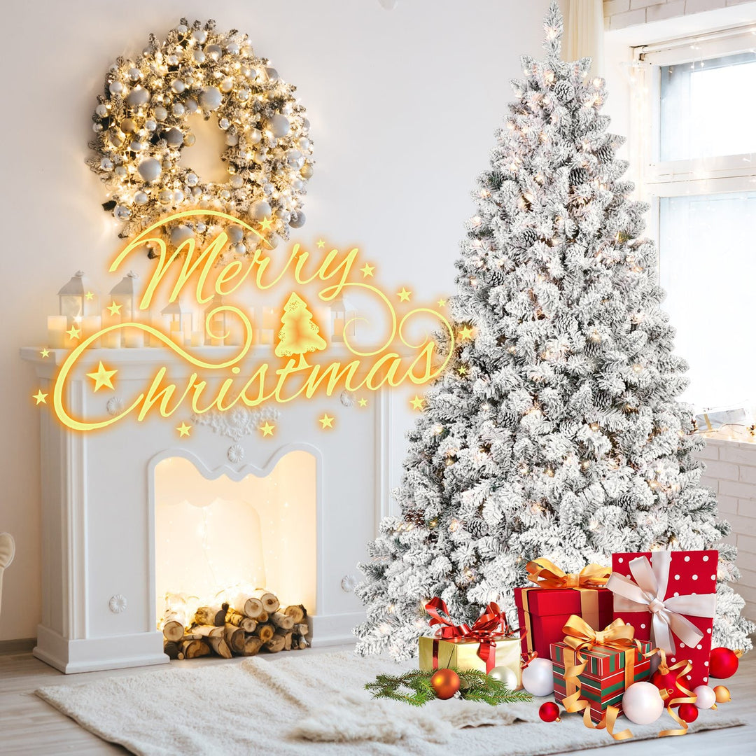 5FT Pre-Lit Flocked Christmas Tree with 300 Warm White LEDs