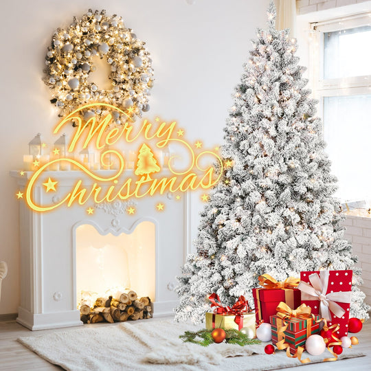 5FT Pre-Lit Flocked Christmas Tree with 300 Warm White LEDs
