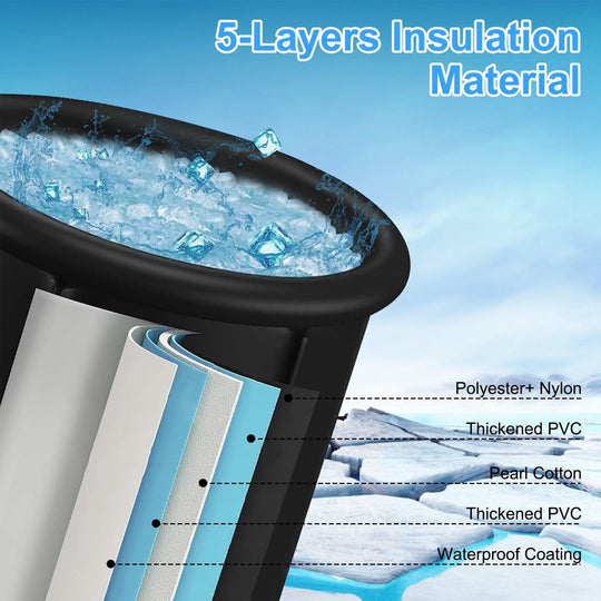 97Gal Large Size Ice BathTub with Cover for Adults Athletes Recovery Cold Water Therapy Outdoor Portable Cold Plunge Tub 660LBS Load Capacity 33.46x29