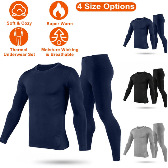 Men Thermal Underwear Set Long Johns Pants Long Sleeve Soft Underwear Kit Top Bottom Winter Sports Suits