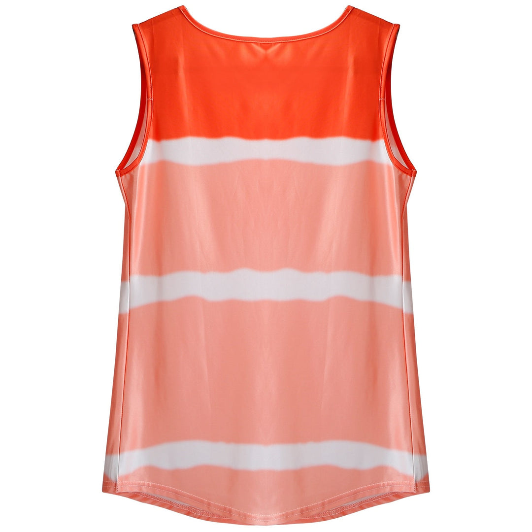 Women Tie-dye Sleeveless Tank Tops Summer Loose T Shirts Tops Button Down Shirts Vest Blouse Plus Size