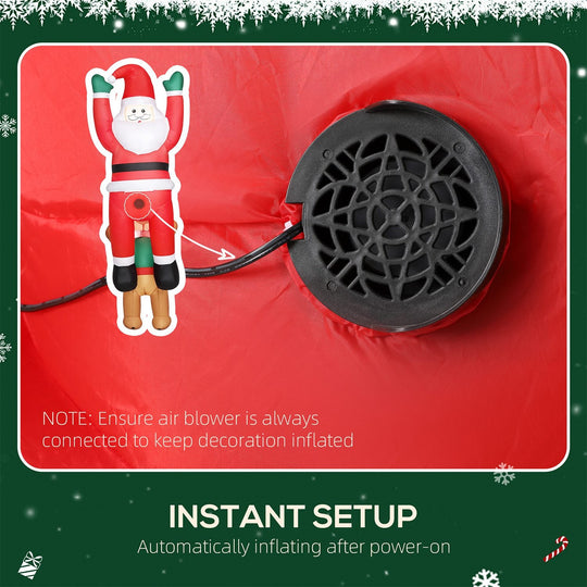7FT Inflatable Hanging Santa with LED Lights and Built-In Fan