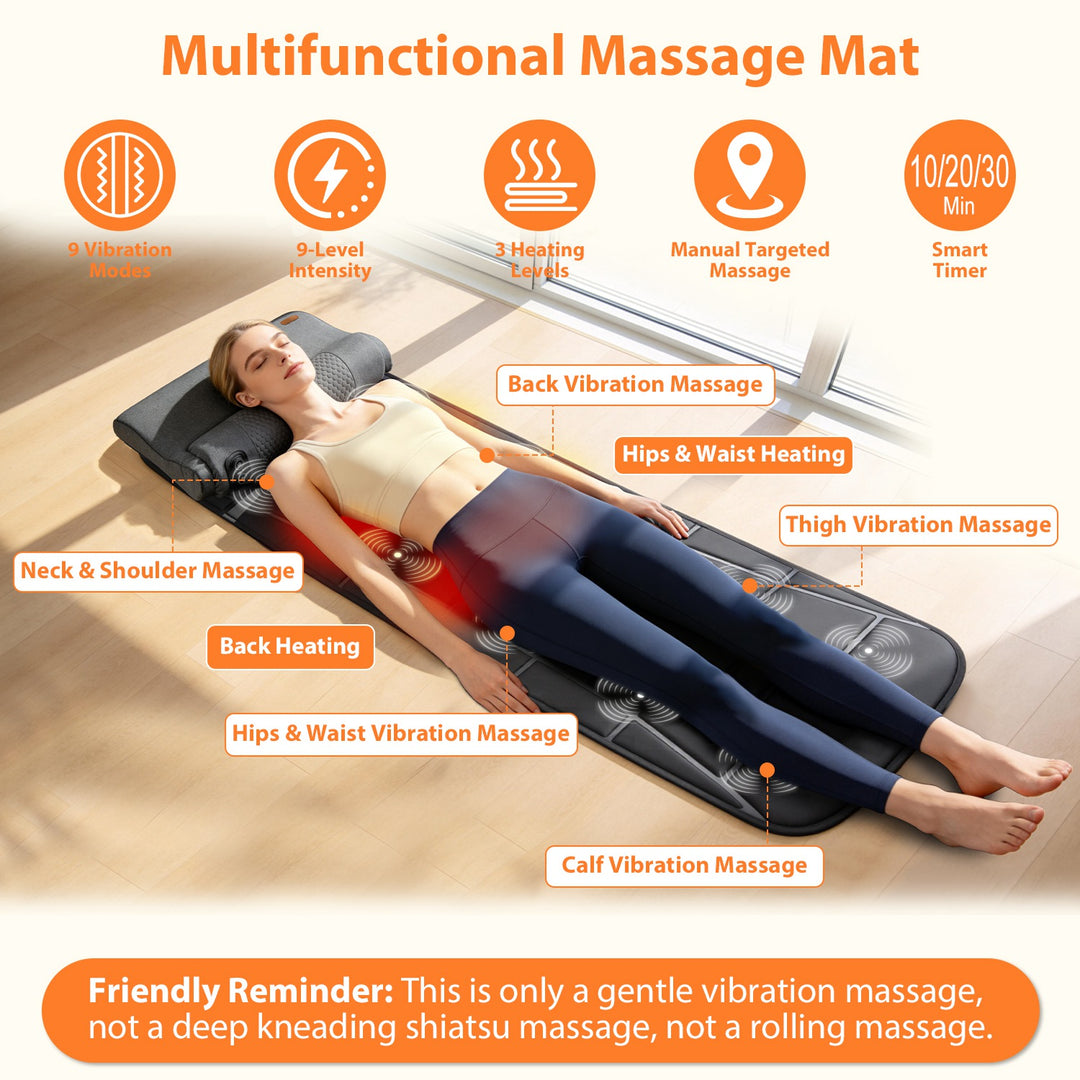 Full Body Vibration Massage Mat with Heat & 10 Motors