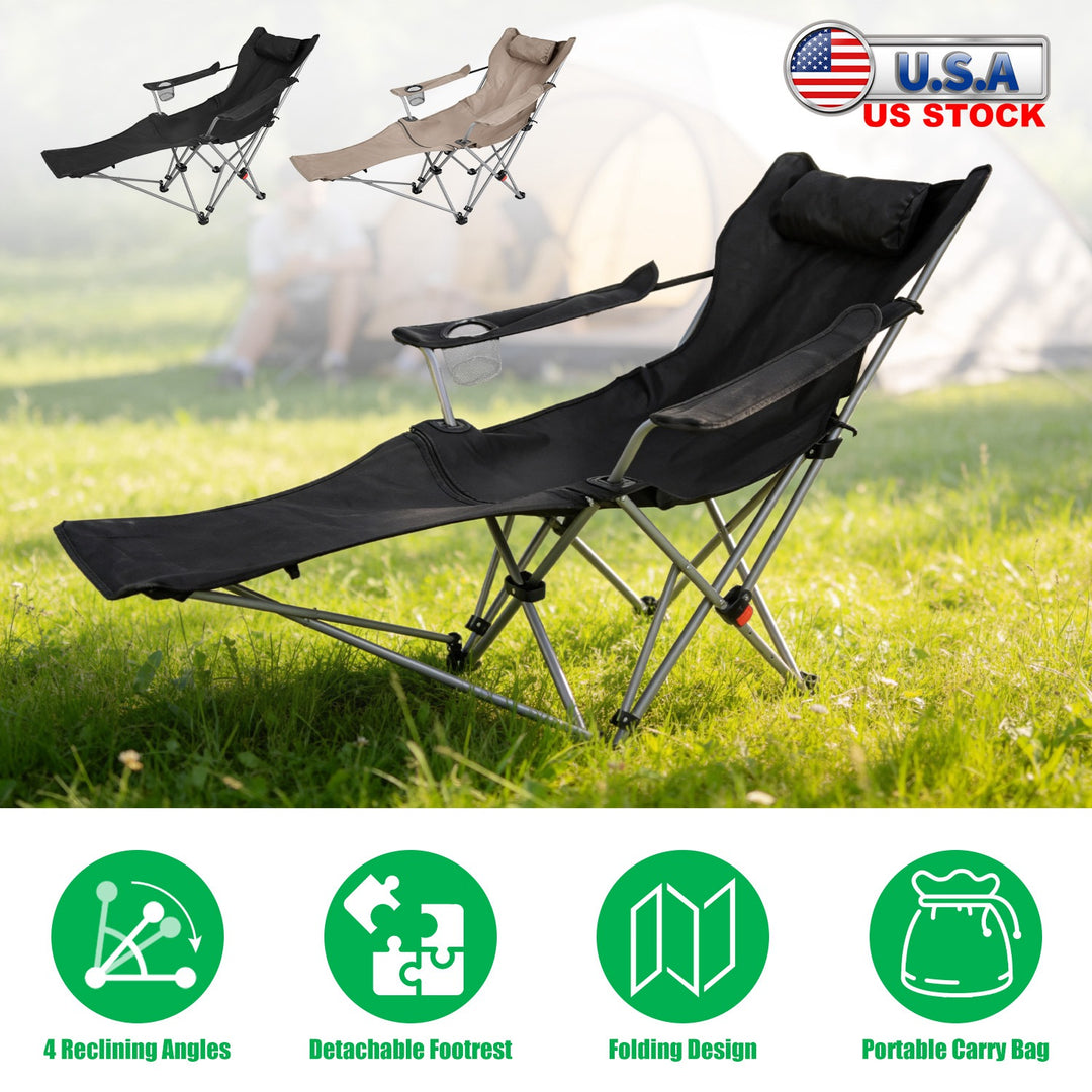 Reclining Camping Chair with Footrest – 4-Position Adjustable